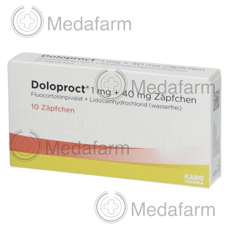 ДОЛОПРОКТ / DOLOPROCT 1 мг + 40 мг суппозитории 10 шт