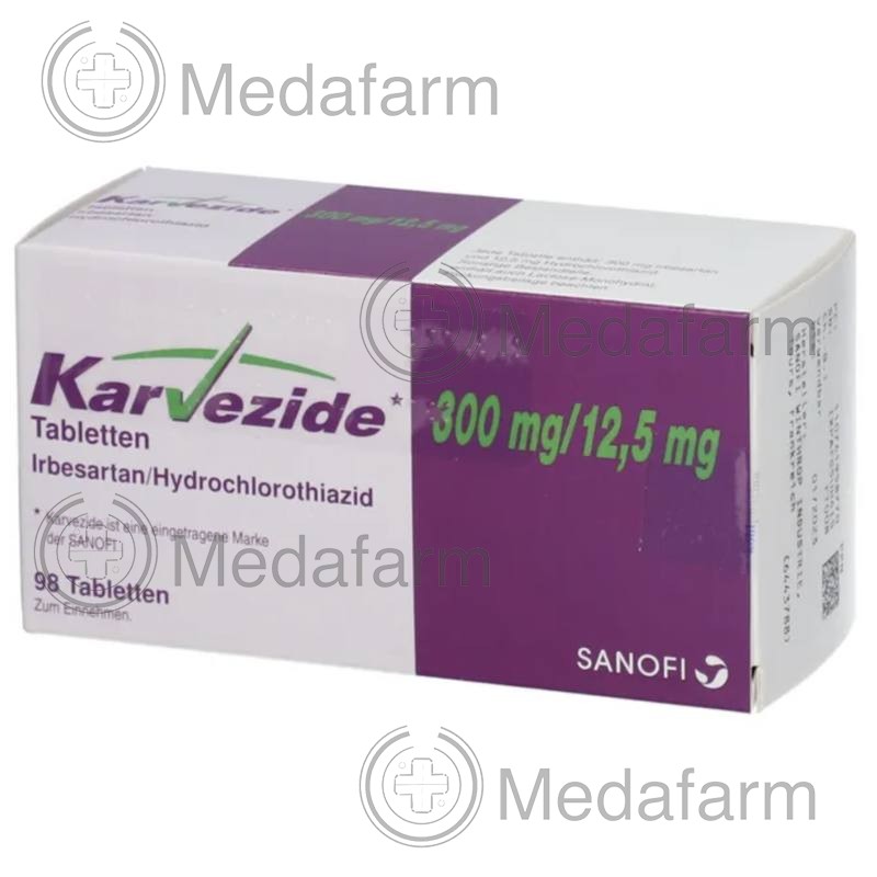КАРВЕЗИД / KARVEZIDE 300 мг/12,5 мг таблетки 98 шт