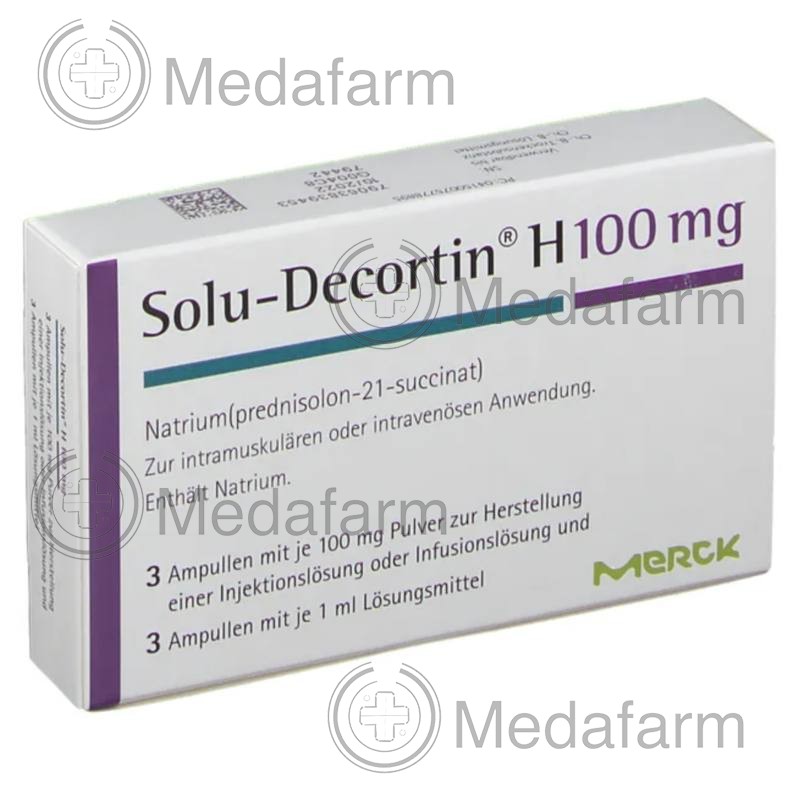 СОЛЮ ДЕКОРТИН / SOLU DECORTIN 100 мг порошок и растворитель для приготовления раствора для инъекций или инфузий 3 шт