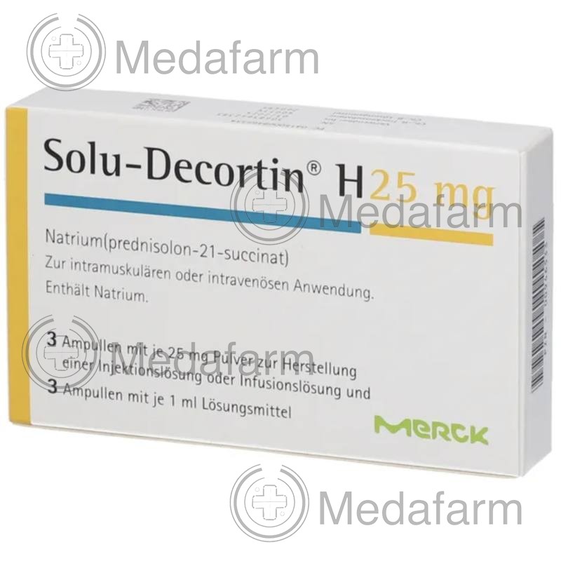 СОЛЮ ДЕКОРТИН / SOLU DECORTIN 25 мг порошок и растворитель для приготовления раствора для инъекций или инфузий 3 шт